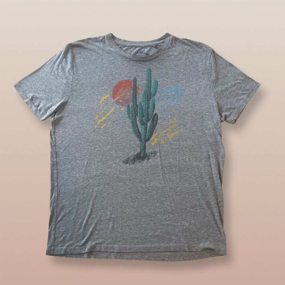 Lucky Brand Women's Gray Retro Cactus Graphic Tee Size L Short Sleeve